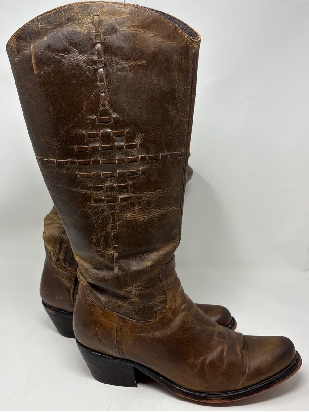 REBA BY JUSTIN McAlester Women’s Tall Distressed Leather Cowboy Boots Sz 10B
